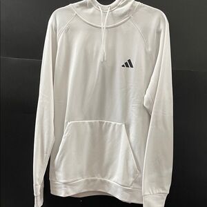 Adidas Men's White Hoodie with Black Logo